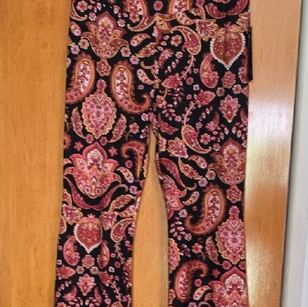 No Boundaries Black and Pink Paisley Flare Pants